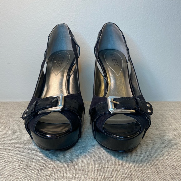 Guess Black Patent Leather Open Toe Heels - Picture 8 of 8